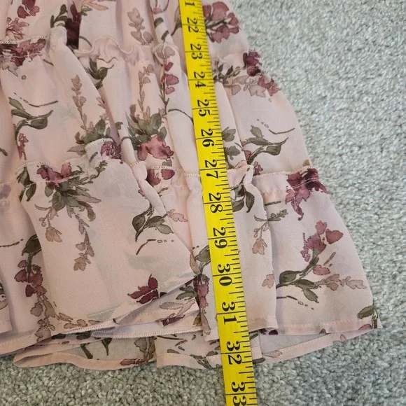 Summer Floral Print Tiered V Neck Dress Ruffles Babydoll Y2K Mini Dress Sz M - Picture 11 of 12